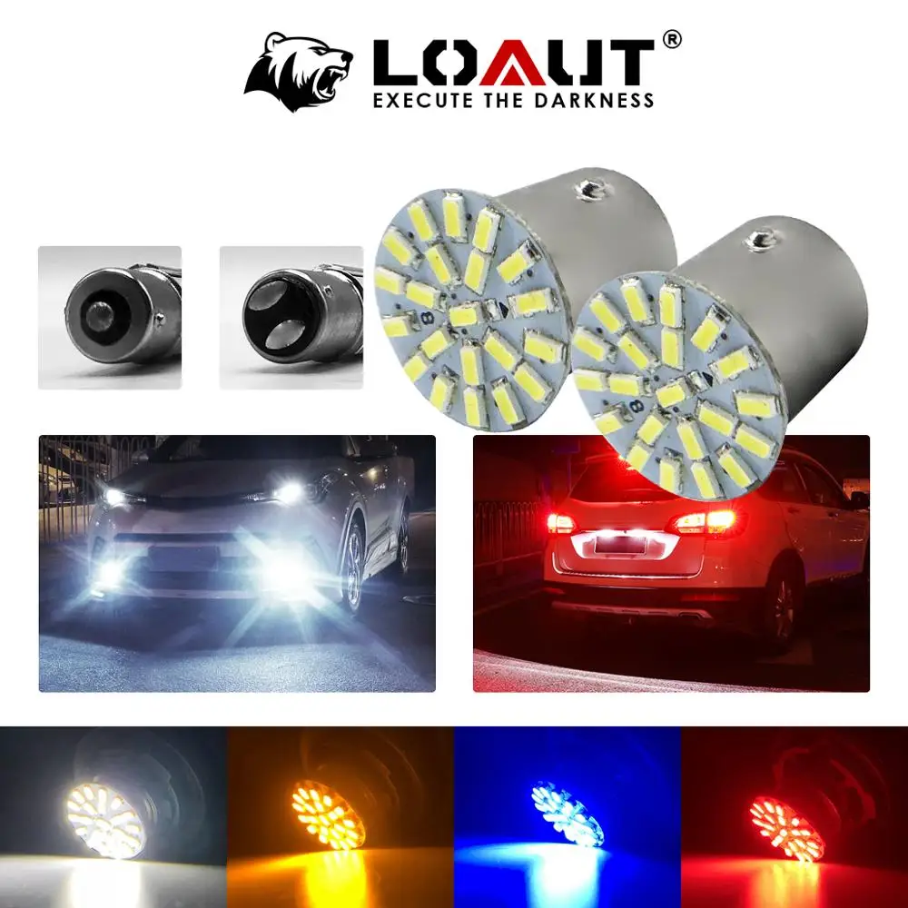 

2pcs 1156 1157 3528 Led 22 SMD Light p21w bay15d ba15s P21 auto Brake light Car rear Turn signal parking Light white amber RED