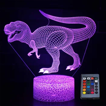 

Smart Remote Control Bedside Led USB Night Light Decoration Christmas Table Touch 3D Dinosaur Adjustable Brightness Color Change
