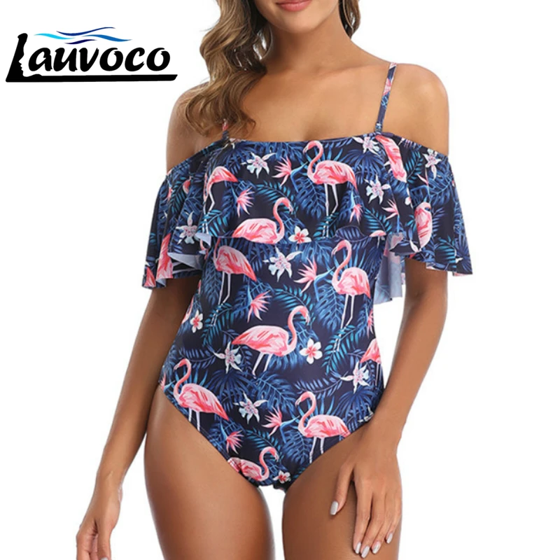 

Ruffle One Piece Swimwear Women Swimsuit Sexy 2019 Plus Size BodySuit Off Shoulder Push Up Ladies Female Bathing Suit