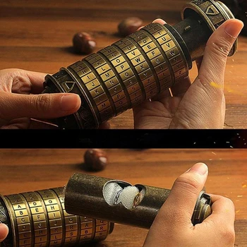 

Hot Retro Birthday Valentine Gift Box Cylinder Lockbox Da Vinci Code Alphabet Locks Cylindrical Lock Home Decoration