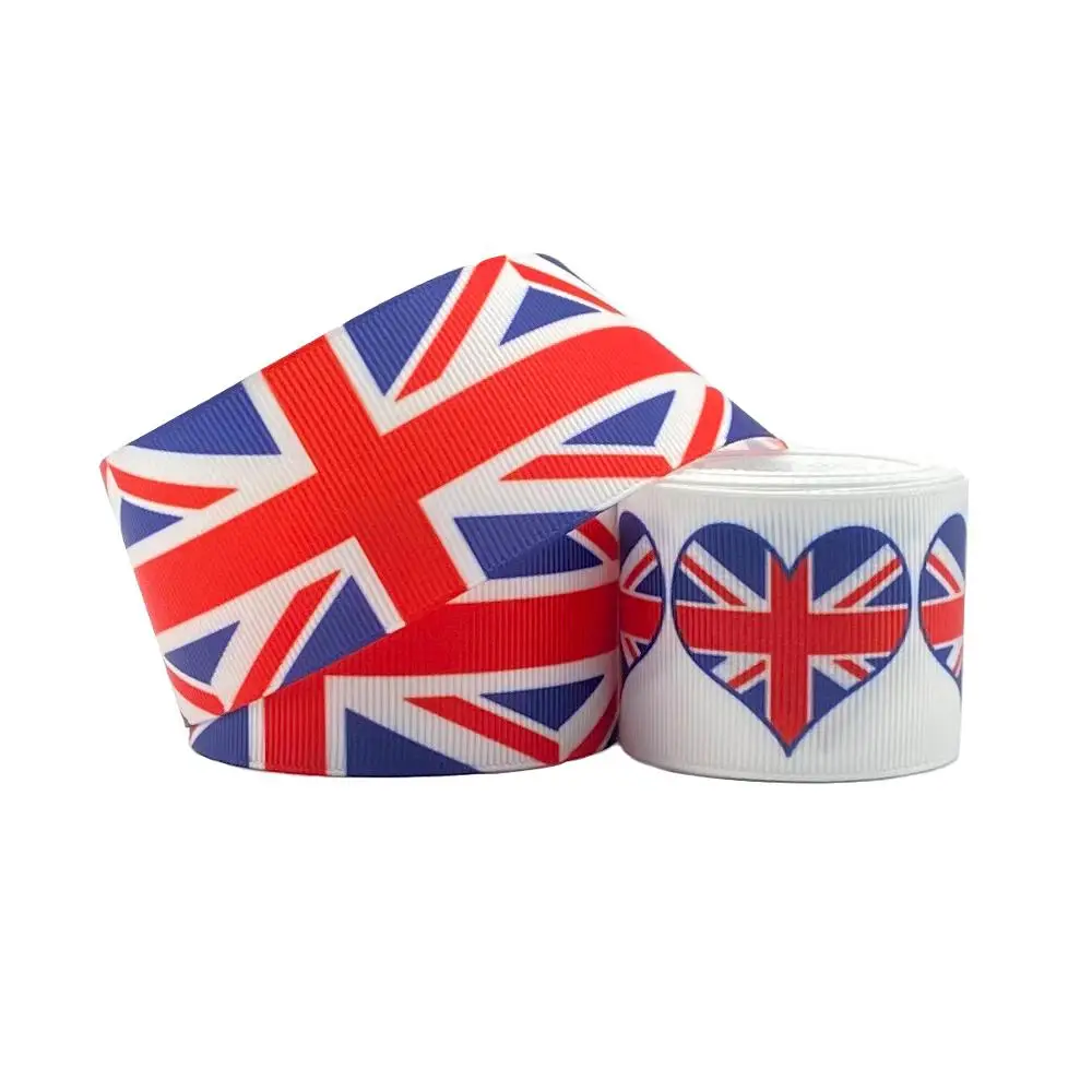 38mm Union Jack Ribbon Uk Flag Printed Grosgrain Ribbon For Hair Bow