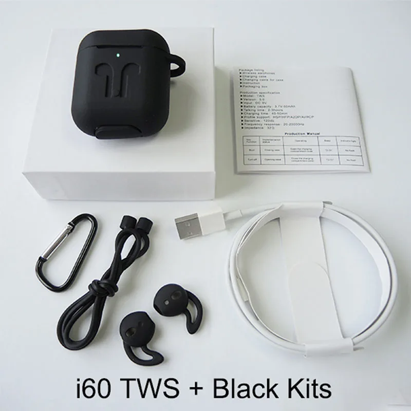 i60 Add Black Kits I60 TWS не W1 чип LK-TE9 настоящие Беспроводные спортивные наушники Bluetooth 5,0 наушники с сенсорным управлением наушники I 60 - Цвет: i60 Add Black Kits