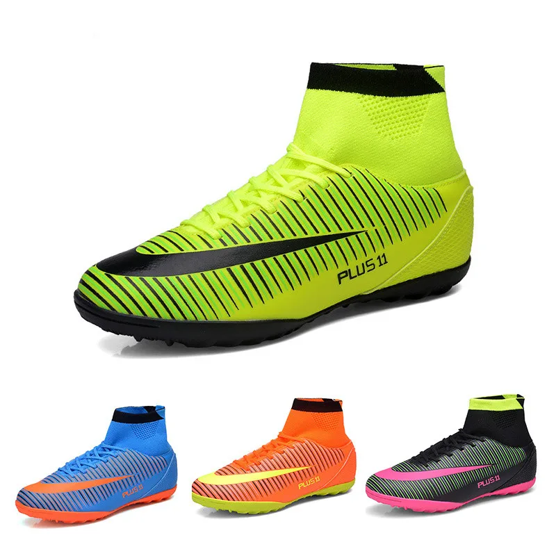 Tanie 2019 buty piłkarskie buty piłkarskie dla mężczyzn dzieci piłka nożna knagi Turf buty skórzane trener piłki nożnej piłka nożna chłopców Sneaker murawa nie myli