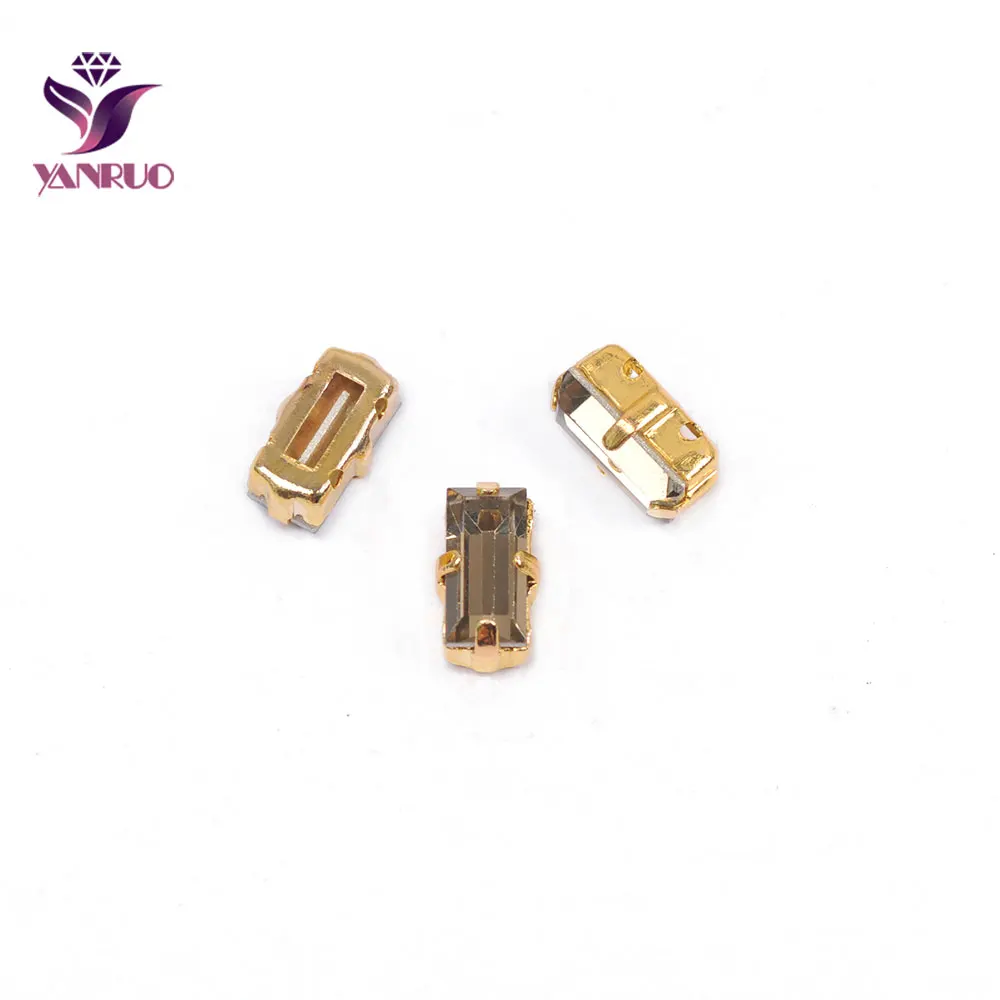 YANRUO, 4501, багет, кристаллы, ручная работа, сшитые камни, заостренный задник, стразы, рукоделие, стекло, шитье, украшения, бриллианты, рукоделие - Цвет: Smoked Topaz