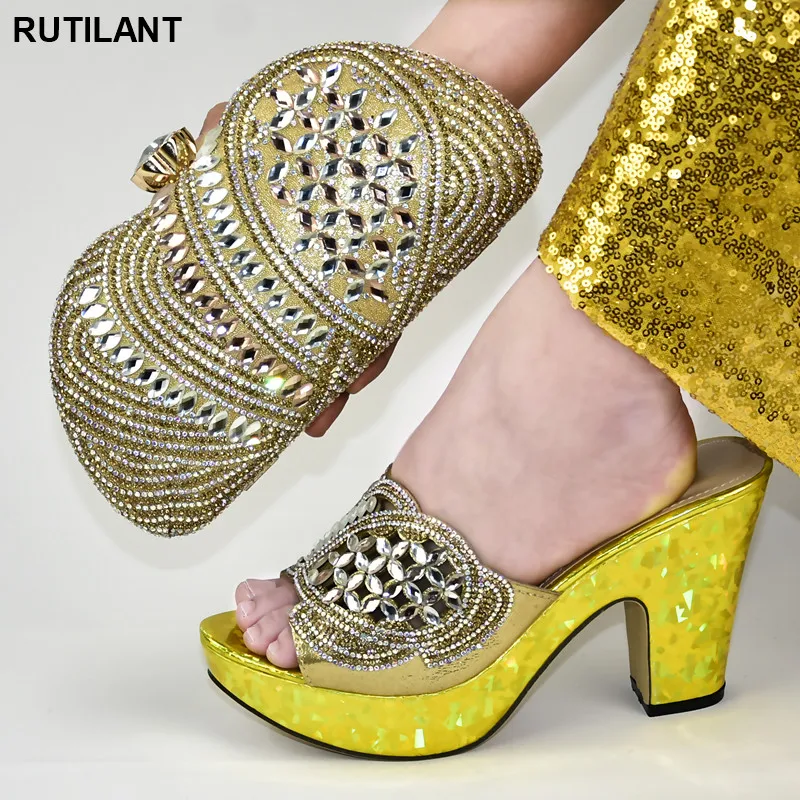 

Latest Design Matching Women Shoes and Bag Set Decorated with Rhinestone Italy Shoe and Bag Designer Shoes Women Luxury 2019