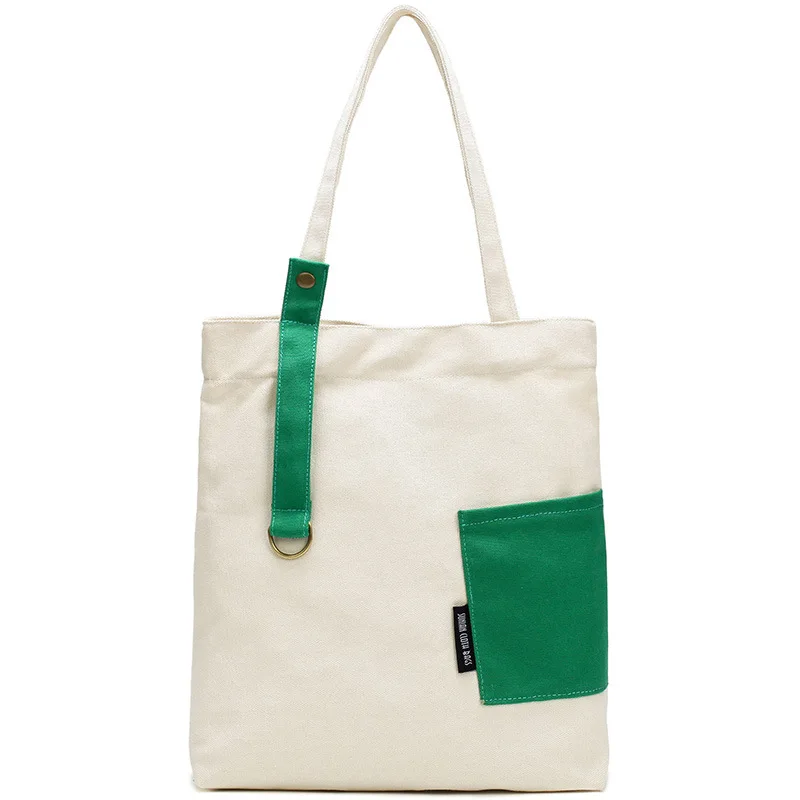 

Ougger Big High Quality Handbags Shoulder Bags Fall Green Canvas Casual Simple Preppy Style Tote Bag Panelled for School