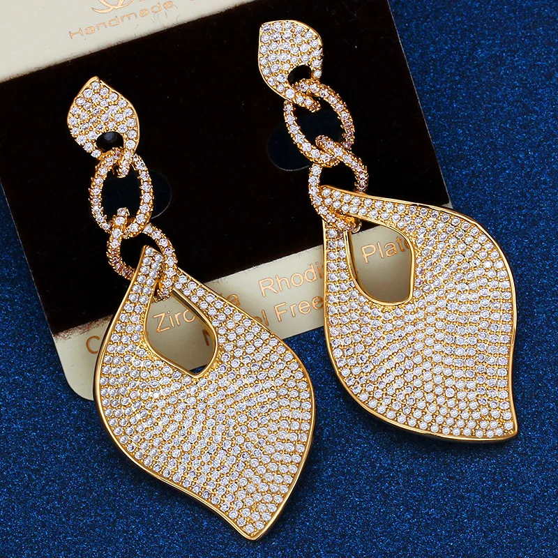 

TIRIM Luxury big earrings for women Eardrop colorful earbobs Multicolor Cubic zircon earings Wedding engagement party jewelry