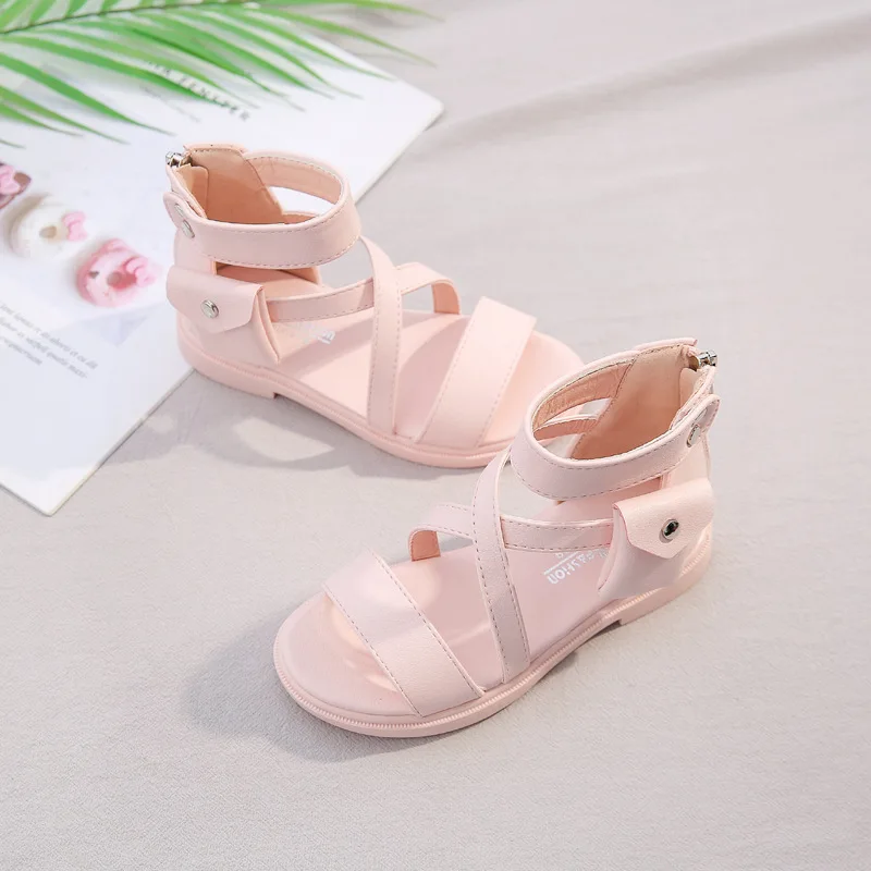 ULKNN New Fashion Princess Roman Soft Girl Beach Shoes Big Kids Leather Sandals 2020 Children Summer Shoes
