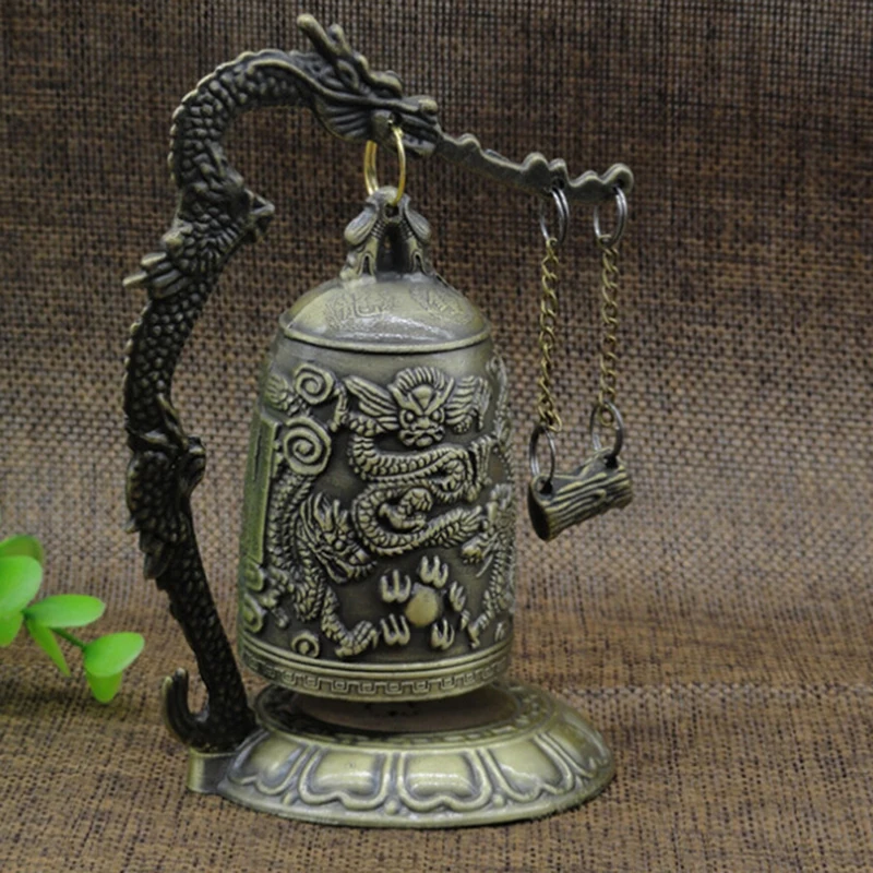 Buddhism Temple Brass Copper Dragon Bell Clock Carved Statue Lotus Buddha Arts Home Crafts Decoration | Дом и сад