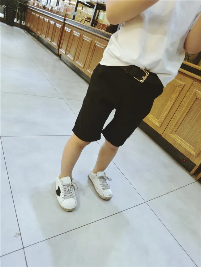 Spring Summer New Products Solid Color Versatile Children Black And White Shorts Medium-small tong zhong ku Fashion