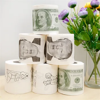 

4 Roll Toilet Roll Paper Funny Printed Toilet Tissue Prank Funny Pattern Paper Tissue Rolling Paper Gift for Home Kitchen