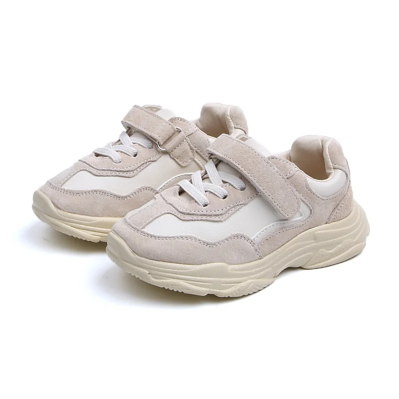 SSW050Beige Натуральная кожаная спортивная обувь для детей, для мальчиков, детская спортивная обувь для девочек амортизирующие кроссовки обувь Outoor Повседневное путешествия обуви SSW050 - Цвет: SSW050Beige