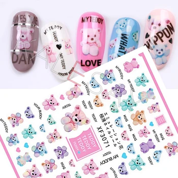 

Cartoon Bear Series Nail Stickers for Nails Art Manicure Design 3D Nail Self Adhesive Nail Decals Wraps Foil Not Water Stickers