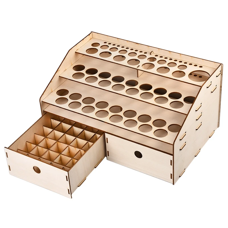 

BESTDIY Wooden Organizer Paint Bottles Display Rack Brushes Holder Stand Storage Model Tool