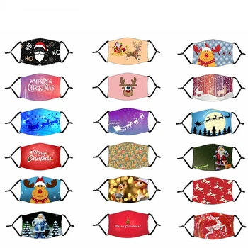 

10pcs Christmas Print Mask For Face Women Washable Reusable Face Coverings Protection Mouth Party Mask Cosplay Mondmasker