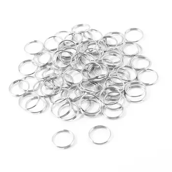 

10mm Dia Silver Tone Metal Split Loop Key Rings Holders Replacement 80 Pcs