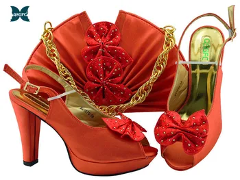 

Latest Fashion Design Italian Ladies Shoes and Bags To Match Set Decorated with Rhinestone African Wedding Italian Shoes and Bag