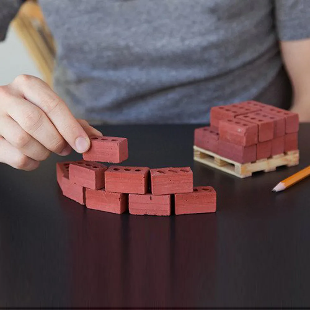 

24Pcs Mini Cement Cinder Bricks Build Your Own Tiny Wall Mini Red Bricks Educational Toys for Children Classic Building Blocks