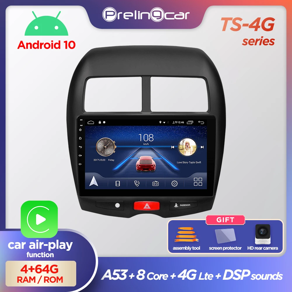 Prelingcar для Мицубиси АСХ 2010 2011 2012 2013 2014 2015 2016 авто магнитолы До 4G+64G Android 10 8 ЯДЕР DSP