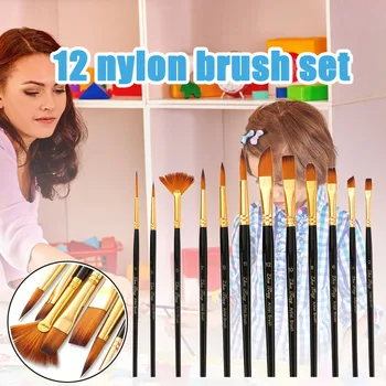 

12Pcs Artist Paint Brushes Set for Watercolor Acrylic Gouache Painting KQS8