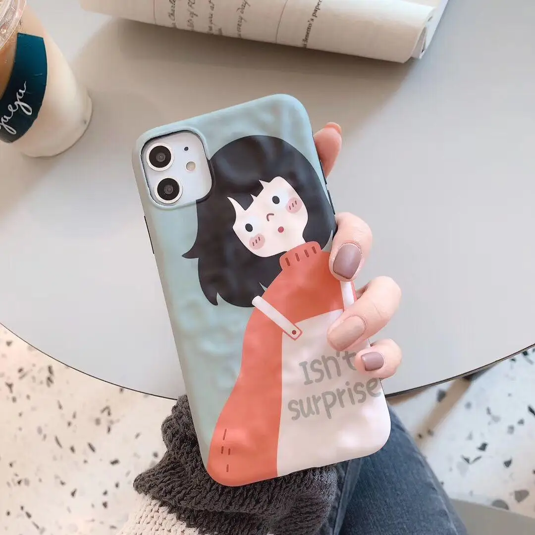 Луна текстура иллюстрация женский мобильный корпус подходит для iphone/6/7/8/s/xr/xs/11 promax/милый рисунок - Цвет: Бежевый