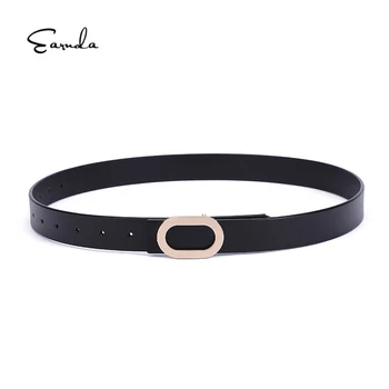 

Earnda Belt Woman Genuine Leather Belt Simple Casual Ladies Waistband Fine Leather Oval Buckle Belt