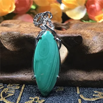 

Natural Green Malachite Pendant Jewelry For Women Crystal 41x14x6mm Oval Beads Chrysocolla Stone Fashion Necklace Pendant AAAAA