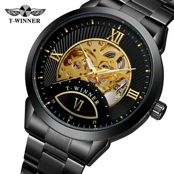 

Hot Sale Men Watch Luxury T-WINNER Brand Automatic Wristwatch Mechanical Skeleton Clock Gift Relogio Masculino Drop Shipping
