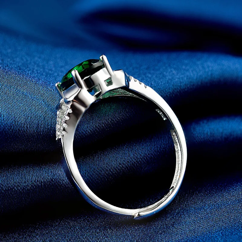 Bague Ringen, роскошные ювелирные изделия, Настоящее серебро, кольцо с 5*7 мм, изумруд, драгоценный камень, для женщин, новая мода, обручальное кольцо