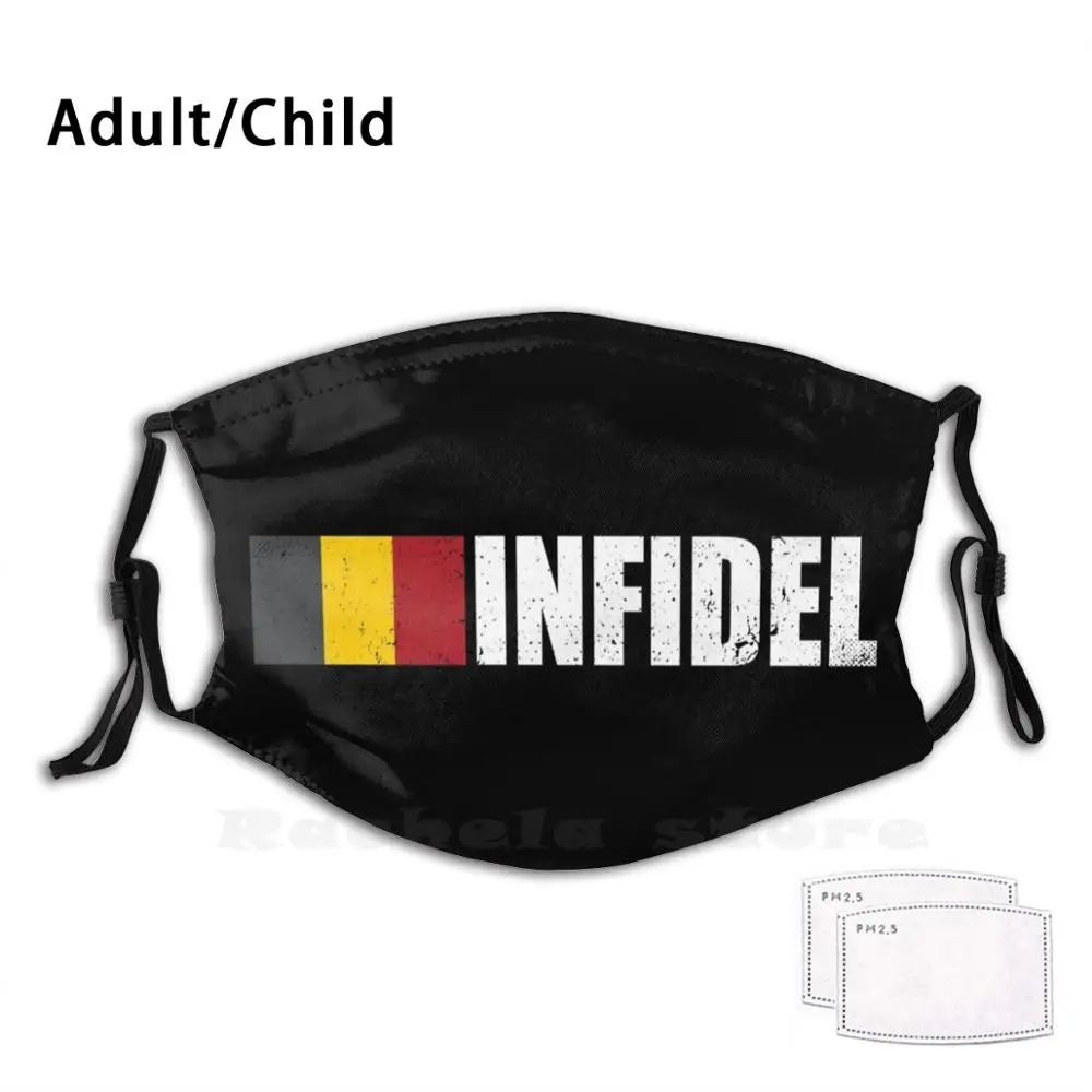 Belgium Infidel Word Belgian Flag Red Black Yellow Belgique Grunge Black Background Hd High Quality Adult Kids Anti Dust Filter photo
