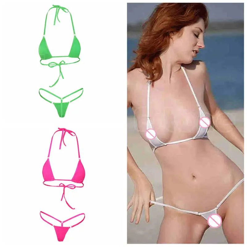 

KLV Women Sexy Micro Mini Bikini Thong Underwear G-String Bra Swimwear Sleepwear New High Quality Drop Shipping
