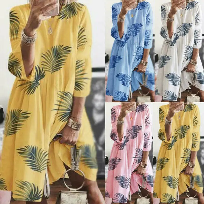 Женское платье с круглым вырезом и длинным рукавом, Boho, праздничное осеннее платье до колена, вечернее платье свободного кроя