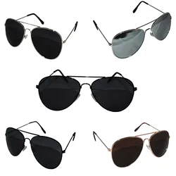 Metal Frame Classic Sunglasses Mens Ladies Womens Vintage Retro Mirrored Black