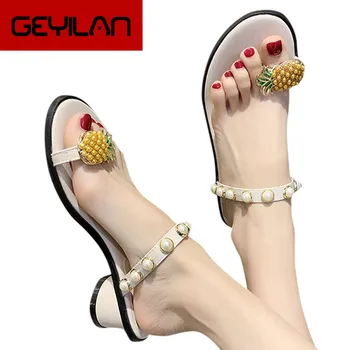 

Casual Slippers Female Summer Flat Bottom Pin Foot Toe Word Sandals Sexy High Quality Outsid Ladies Shoes
