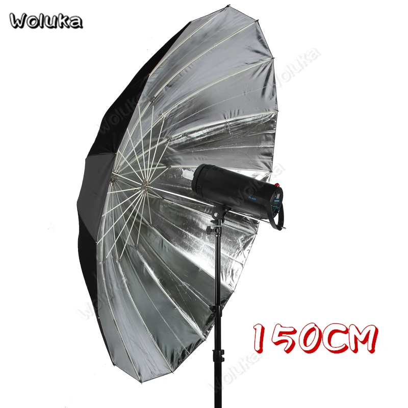 

Large 150CM Black Silver Reflective Umbrella Flash Product Photography Studio Equipment Photo Umbrella 16 Bracket Frame CD50 T10