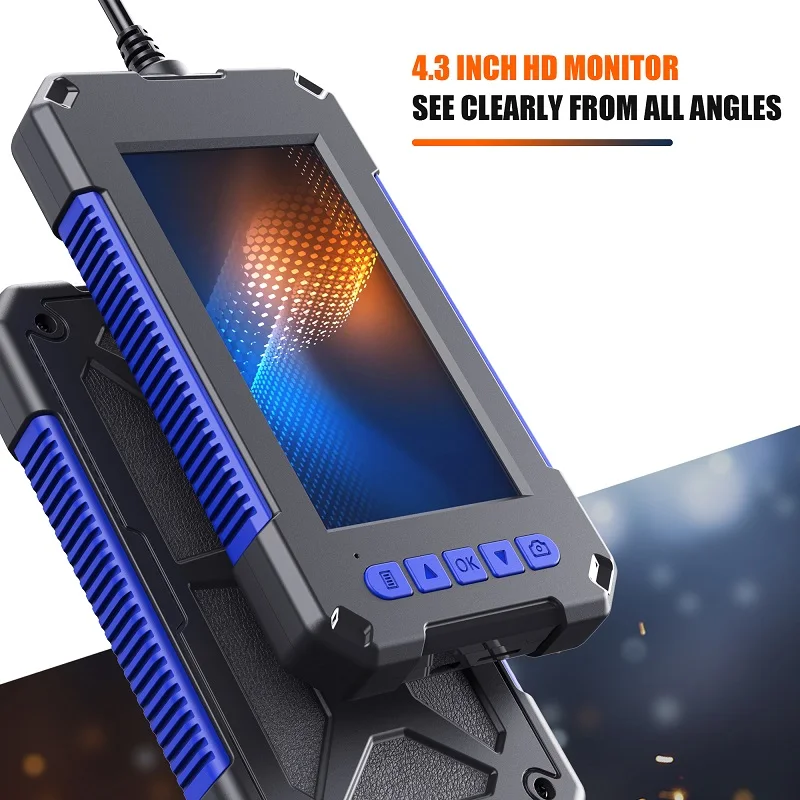 8mm Industrial Endoscope Camera 1080P HD 4.3inch LCD Screen endoscope IP67 Waterproof borescope 8 LEDs 2600mAh Battery