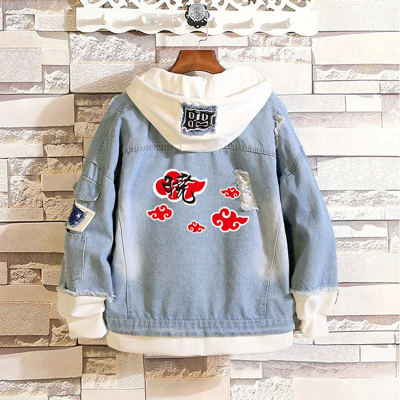 

Naruto Cosplay Hoodies Costume Men Women Denim Jacket Akatsuki Coat Anime Clothes for Spring