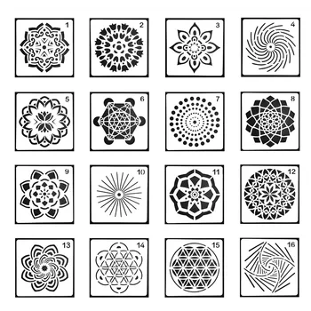 

16pcs Mandala Dotting Drawing Tools Template Stencil Set for DIY Painting Drafting Art Craft Scrapbook Album Decorative Template