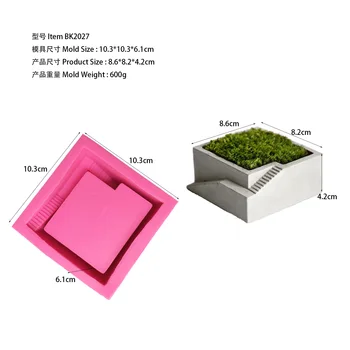 

BK2027 square staircase concrete cement silica gel mould desktop decorative decoration step meat floral pot mold