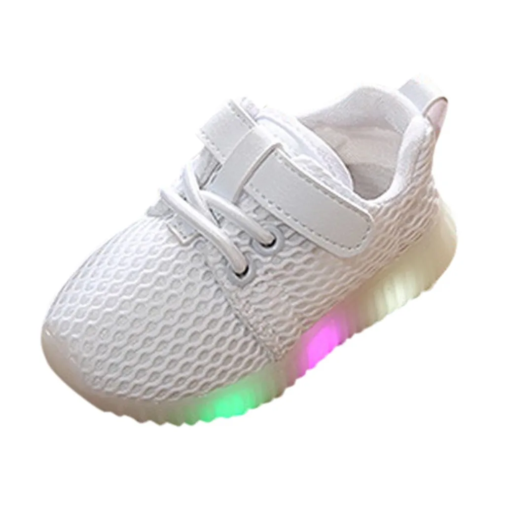 Детские светящиеся кроссовки для маленьких девочек и мальчиков; Однотонный сетчатый светодиодный светильник; Светящиеся спортивные кроссовки для бега; chaussure garcon enfant