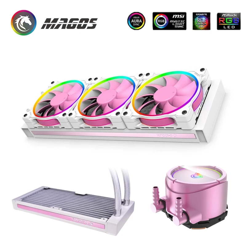 Кулер для ЦП AIO 5 В С RGB-подсветкой 360 мм TR4/AM4 система водяного охлаждения ПК PINKFLOW |