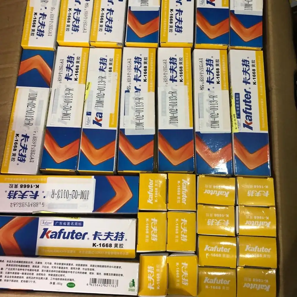 6PCS Genuine Kafuter K-1668 Industrial Glue 85g Electronic Components Positioned Fixed Adhesives Yellow Glue Retardant