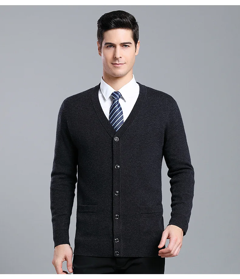 MACROSEA осень и зима толстый мужской однотонный 100% шерстяной кардиган свитер классический стиль мужской свитер с длинными рукавами свитер 1835