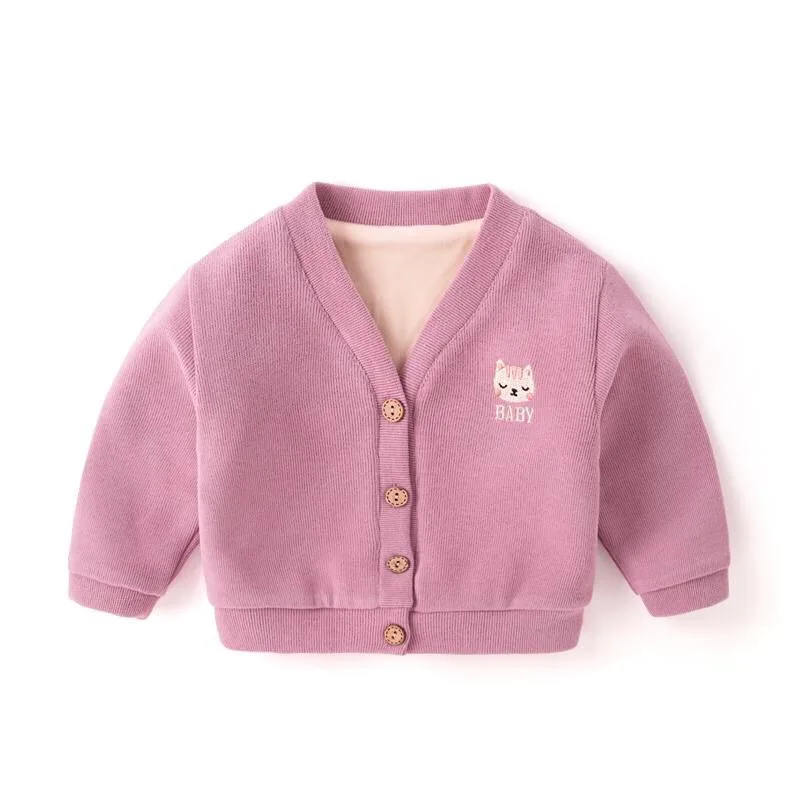 Осенне-зимний свитер для маленьких девочек; Топ; детская одежда; вязаный кардиган для мальчиков и девочек с вышивкой; детские пальто