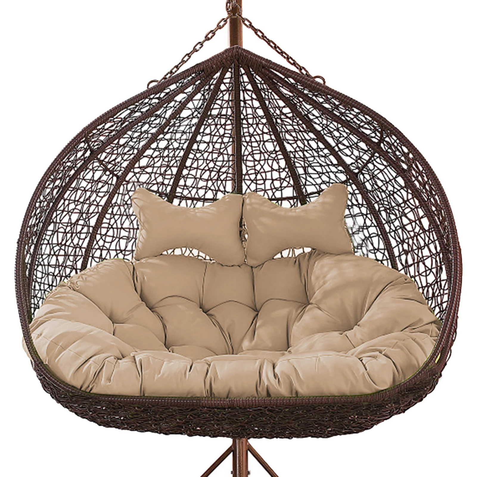 MonthYue Hanging Basket Chair Cushion Wicker Rattan Hanging Egg Chair Pads Detachable with Pillow Thick Nest Hanging Chairs Back,Brown 