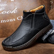 2021 New Winter Men Boots Luxury Brand Leather High Top Shoes For Men Botas Hombre Fashion Handmade Casual Ankle Boots Big Size