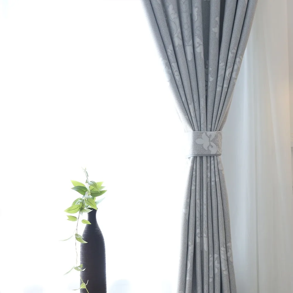 Современные жалюзи из синели с серебряными листьями, занавески, занавески для гостиной, занавески, занавески, панели, белый тюль для комнат S163& 30