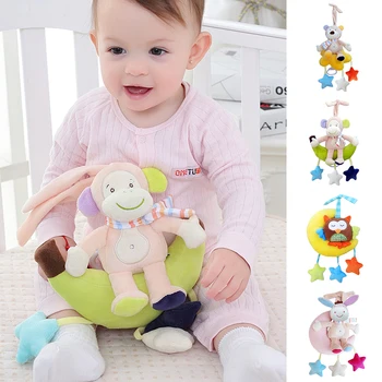 

CYSINCOS Cartoon Baby Rattle Toys Baby Mobile Bed Stroller Hanging Rattles Newborn Plush Infatnt Toys Crib Mobile Cartoon Rattle