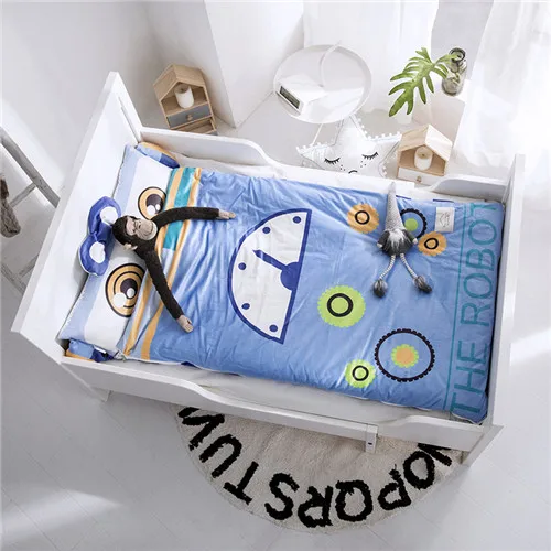 Home bed baby sleeping bag Cotton+ soft fleece Boy Girl Child fleabag AB side fox bear mothercare kids body cover 70*150cm - Цвет: jiqiren
