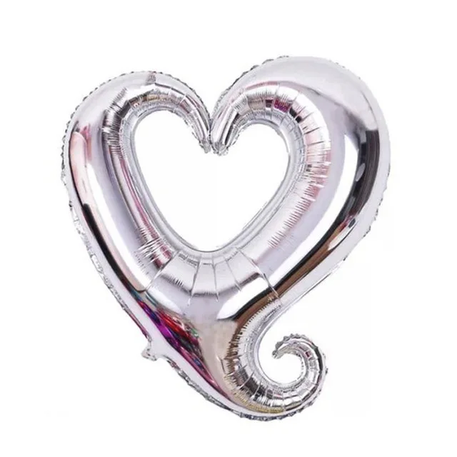 1psc/18 дюймов внутри и снаружи любовь сердце фольгированные фигурные шары День Святого Валентина свадебное празднование дня рождения украшение - Цвет: Silver